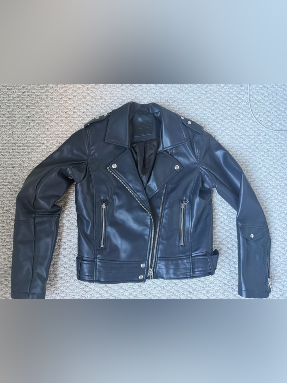 Blank NYC women Black Faux Leather Bomber-Style Moto Jacket